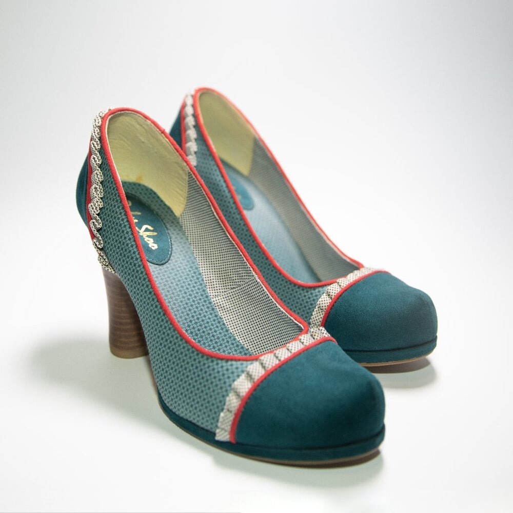 Ruby Shoo teal and red US 10 UK 8 EU 41 platform heel